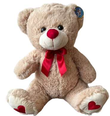 Large Teddy Bear - Brown With Red Hearts