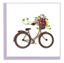 Quilled Bicycle with Flower Basket Card