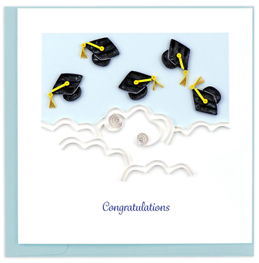 Quilled Flying Hats Graduation Card