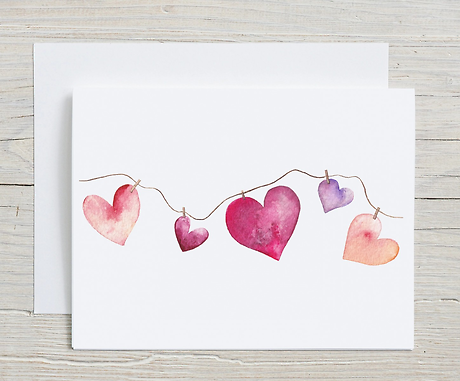 String of Hearts Card