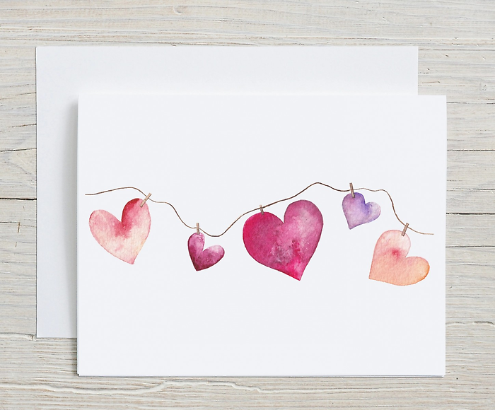 String of Hearts Card