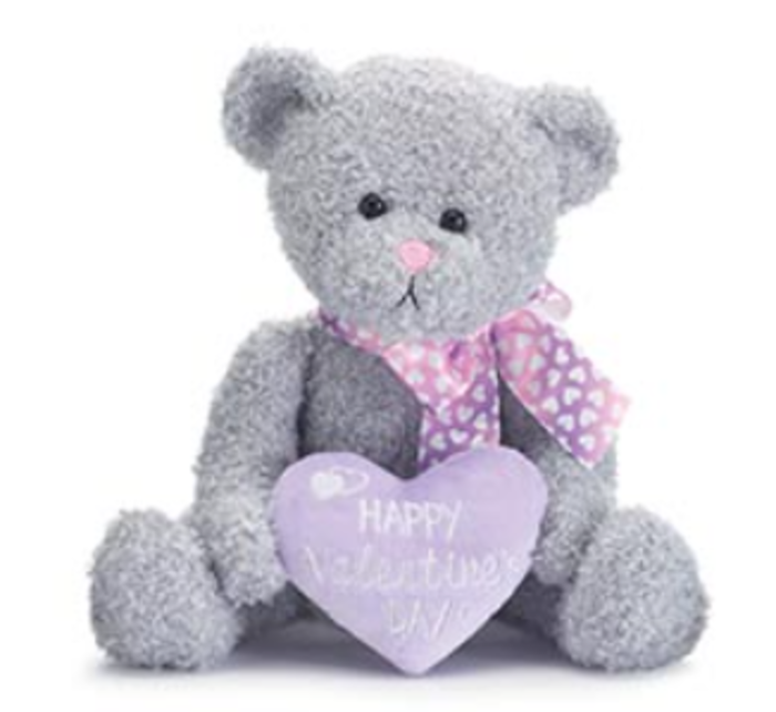 Gray Bear with Lavender Heart
