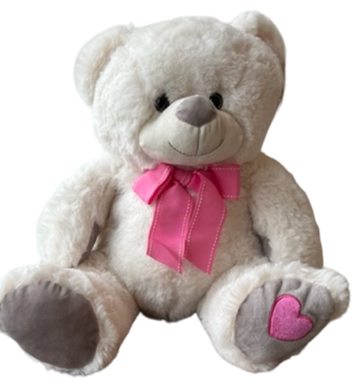 Large Teddy Bear - Cream With Pink Heart