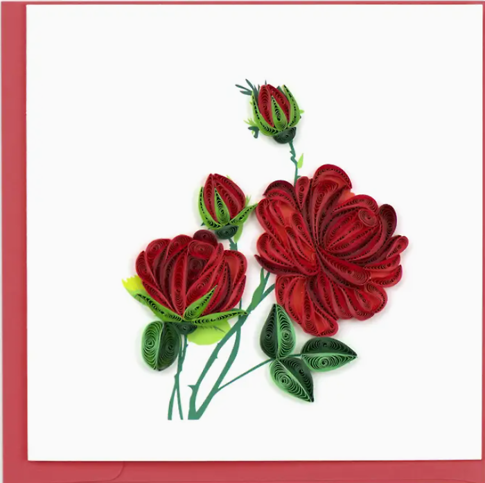 Quilling Card Red Rose