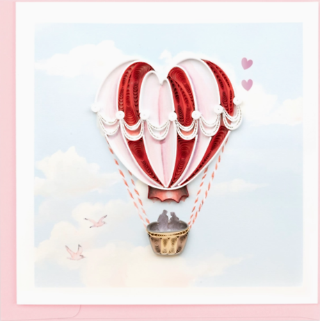 Quilled Heart Air Balloon Greeting Card